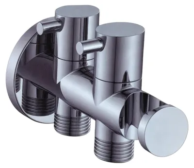 Produktbild von Wasseranschluss 2-Wege rund mit Halter und integrierten Ventilen
