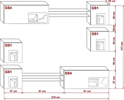 Produktbild von Furnitech Wohnwand Wohnzimmer - Wohnzimmer Möbel mit LED RGB - 16 Farben - Hängend Wohnwand Modern - Regale und TV Schrank (AN65N-21WS-HGM11)