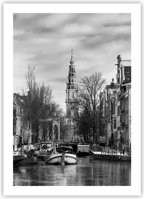 Produktbild von Poster - Poster ohne Rahmen - Schwarzweiß Amsterdam Boote - 50x70 cm - Wand Bild - Wanddeko - Wandbilder - Kunstposter - Wandposter - Bilder - Kunstdruck - Wanddekoration - Wandbild - P2XPA50x70-4436