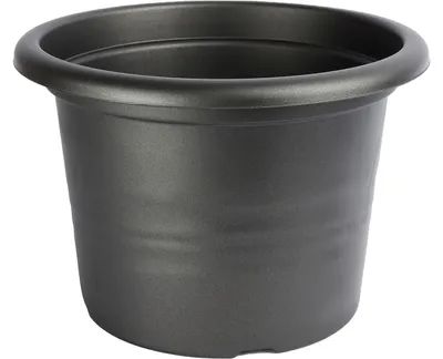 Image de Pot de fleurs rond en plastique Garronda pour fleurs et autres plantes GD-0022 (1 pièce - Graphite, 17 cm H = 12 cm)