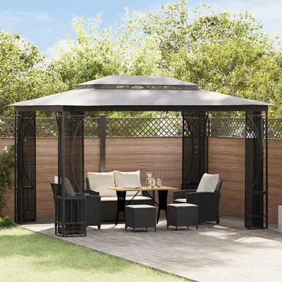 Image de vidaXL Pavillon avec filet 300x400x265 cm Anthracite