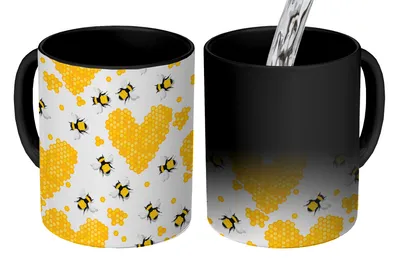 Obrázok produktu pre KitchenYeah® Magic Mug Magic Mug Magic Bee - Valentín - Honey 350 ml hrnček na zmenu farby nápad na darček - magický hrnček - fotohrnček - keramické hrnčeky - obrázky - hrnček na kávu - hrnček na nápoje