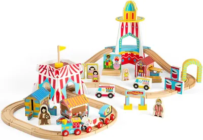 Immagine prodotto di Bigjigs Rail Binario del treno in legno Fun Fair 54 pezzi