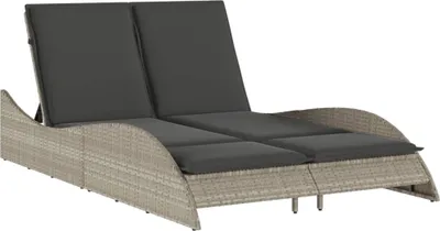 Obrázok produktu pre Záhradné ležadlo s vankúšmi svetlosivé 114x205x73 cm polyratan