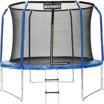 A Marimex trampoline with a safety net and ladder.