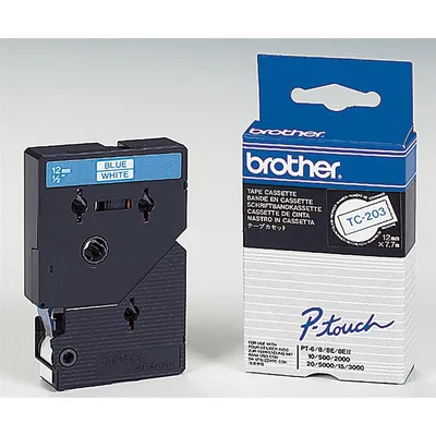 Produktbild von Brother - Weiß, Blau - Rolle (1,2 cm x 7,7 m) 1 Stck. Druckerband - für P-Touch PT-15, PT-20, PT-2000, PT-3000, PT-500, PT-5000, PT-6, PT-8, PT-8E