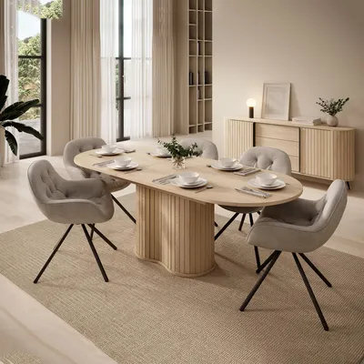 Produktbild von Kasota - Ausziehbarer Tisch, 180x90x76 cm Eiche Braun, 8 Plätze