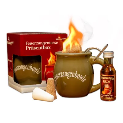Produktbild von Feuerzangentasse 1er-Set | oliv | mit Rum | Feuerzangenbowle-Set | Präsentbox
