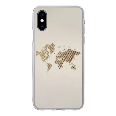 Produktbild von MuchoWow® Handyhülle Schutzhülle Hülle für iPhone X Weltkarte - Seil - Braun Silikon Softcase Handy Hülle - Handyhülle