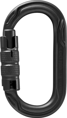 Schwarzer Oval Power 2500 Triple Verschlußkarabiner von Edelrid; ovaler Form mit Sicherheitsmechanismus.