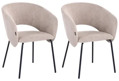 Obrázek produktu pro BELIANI Sada 2 jídelních židlí čalouněné taupe bez područek kovová základna retro design