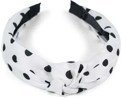 Produktbild von styleBREAKER Damen Haarreif Punkte Knoten Rockabilly, Weiß-Schwarz