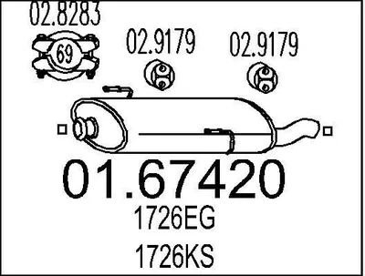 Produktbild von MTS 01.67420 Endschalldämpfer passend für PEUGEOT 206 Schrägheck (2A/C) Auspuff