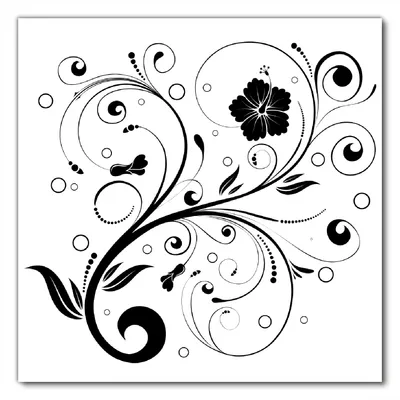 Produktbild von Wallario selbstklebende Möbelfolie/ Tischdecke für Innen und Außen, Größe: 80 x 80 cm - Schnörkelmuster in schwarz weiß mit Blumen und Kreisen