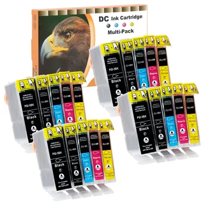 Imagen del producto de Cartuchos de tinta compatibles D&C 20 para Canon PGI-5 CLI-8, compatibles con las impresoras Canon Pixma MP530, MP600, MP600r, MP610, MP800, MP800r, MP810, MP830, MP970, MX700, MX850, iP3300, iP3500, iP4200, iP4200x, iP4300, iP4500, iP4500x, iP5200