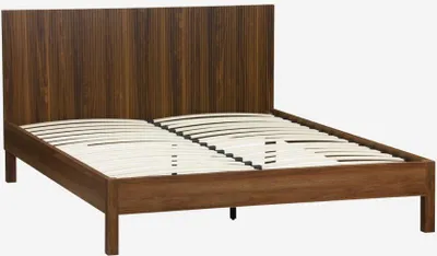 Produktbild von sweeek - Bett mit Lattenrost und Kopfteil 160x200cm Holzdekor - Nussbaumfarben