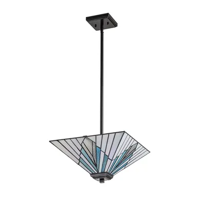 Produktbild von Deckenlampe Metall Glas in Bronze Antik Mehrfarbig E27 2-flammig Tiffany Stil