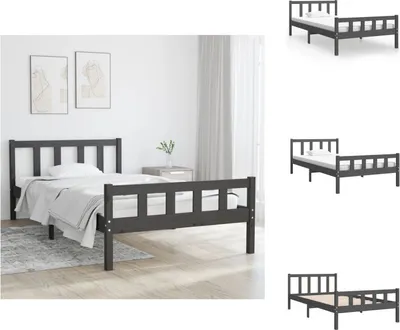 Produktbild von vidaXL Massivholzbett Grau 100x200 cm -  Betten & Bettgestelle