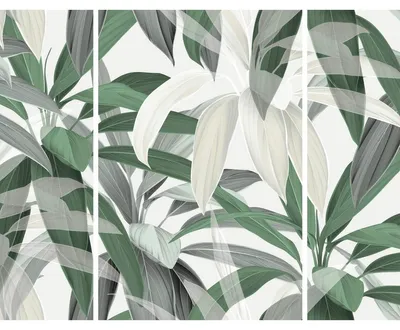 Image de Triptyque sur toile plantes vertes 125x97 cm, Tableau mural moderne pour décoration intérieure