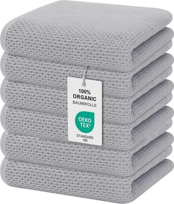 Produktbild von Moosfor Geschirrtücher 6er Set 32x72 cm Saugfähige Premium Küchentücher Hellgrau