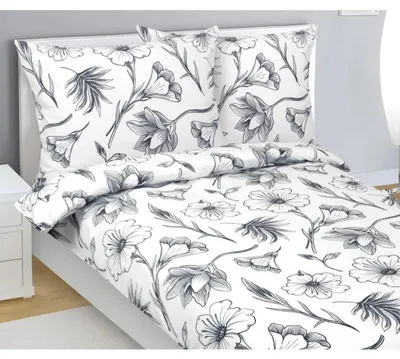 Obrázek produktu pro Flanelové povlečení - 140x200 cm. 70x90 -  bílá,šedá