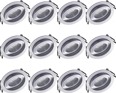 Produktbild von Oktaplex 12er Set LED Einbauleuchte flach dimmbar schwenkbar 5W 3000K Warmweiß 230V Aluminium Silber Lyon Einbaustrahler