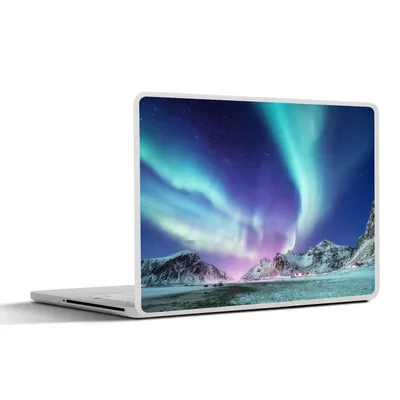Produktbild von MuchoWow® Laptop Aufkleber Sticker Cover Nordlichter - Schnee - Berg - Norwegen 31x22.5 cm - Laptop-Deko