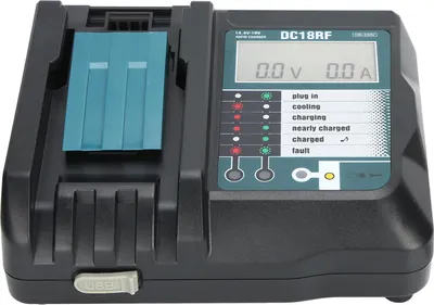 Obrázek produktu pro Nabíječka DC18RF s displejem a rozhraním USB vhodná pro lithiové baterie Makita 14 V/18 V