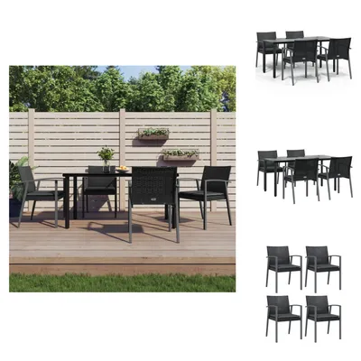 Produktbild von vidaXL 5-tlg. Garten-Essgruppe mit Kissen Poly Rattan und Stahl -  Gartenmöbel-Sets