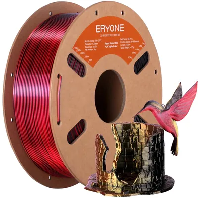 Obrázok produktu pre Filament pre 3D tlač, materiál PLA, vysoká kvalita tlače, čierna, červená, zlatá