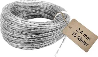 Produktbild von Mähfaden | 2.4 mm | 15 Meter | Verstärkt & Verdrillt, Ersatzfaden Rasentrimmer Trimmerfäden Trimmerschnur Motorsense  Rasenmähermesser