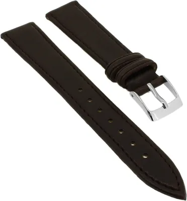 Produktbild von Minott Uhrenarmband Lederband braun glatt flach Leder Ton-in-Ton-Naht, Stegbreite:20mm, Schließe:Silbern