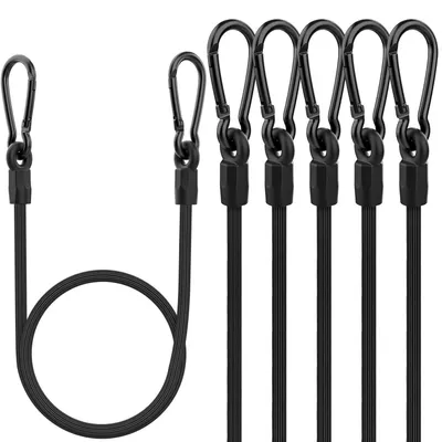 Produktbild von Spanngummis mit Karabiner 6 Stück 60cm Schwarz Latex Stark Elastisch