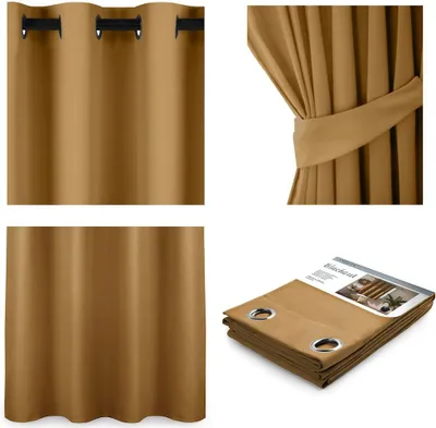 Produktbild von Vorhang Ösenschal blickdicht Verdunklungsvorhang 140 x 245 cm - Senf