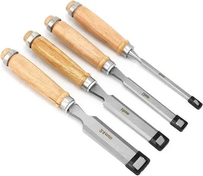 Immagine prodotto di Set di 4 scalpelli da legno Acciaio al carbonio - 6, 12, 19, 24 mm - Impugnatura ergonomica - Acciaio al carbonio