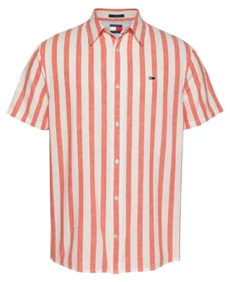 Produktbild von Tommy Jeans - Hemd für Herren, Leinen, kurzärmlig GT21187 (S) (Ecru/Zinnoberrot)
