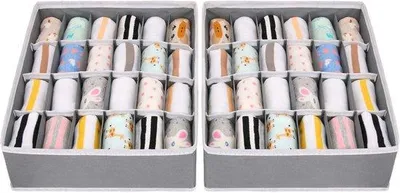 Produktbild von 2er-Set weicher Organizer Ladehalter 24-teilig falten Sie auf, Unterwäsche- und Sockenbehälter