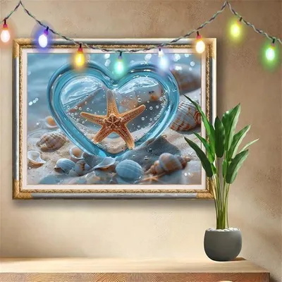 Imagen del producto de Kit de pintura con diamantes 5D para adultos, tamaño grande (90x120 cm), paisaje, imágenes de pintura con diamantes de estrella de mar para niños, kit de manualidades de bordado de diamantes de cristal DIY para dormitorio, decoración de pared, modelo 511N-4958