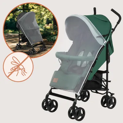 Produktbild von Lionelo Elia Buggy klein zusammenklappbar Kinderwagen Buggy bis 15 kg Rücken und Fußstützenverstellung Hinterradbremse Moskitonetz - Grün