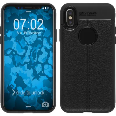 Produktbild von PhoneNatic Case kompatibel mit Apple iPhone X / XS - schwarz Silikon Hülle Lederoptik Cover