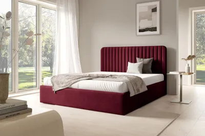 Produktbild von Doppelbett mit Stauraum 160x200 TAISA 2 - bordeauxrot