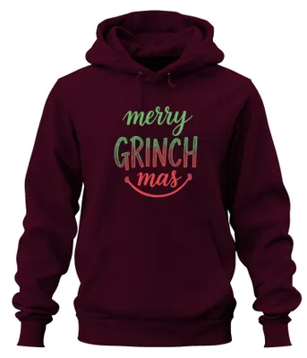 Produktbild von merry GRINCH mas Weihnachten Lustig Grinch Geschenk Hoodie Kapuzenpullover, Burgundy, XXL