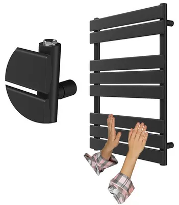 Produktbild von Granitan - Badheizkörper - Handtuchtrockner - 80x60 cm - Schwarz - Handtuchwärmer - OSLO