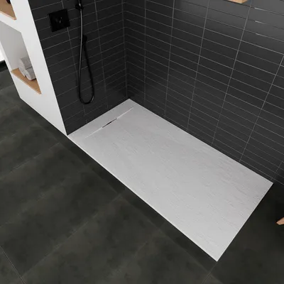 Produktbild von i-flair SMC Duschwanne 100x80 cm – 26 mm flach inkl. Ablaufgarnitur mit Deckel, Weiß