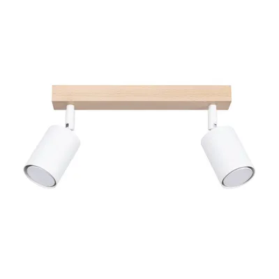 Image de Plafonnier VERDO 2 blanc 2xGU10 10W acier/bois 17.5x30x46cm Sollux Lighting