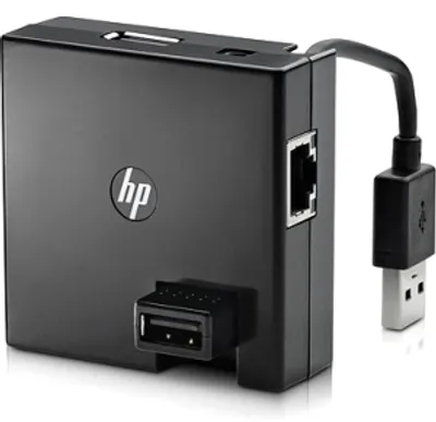Produktbild von HP LAN & USB Travel Hub, Schwarz, FCC / ICES Class B, CE, ASBS (South Africa); UL / cUL, LVD (EN60950), CB, SASO (Arabia), UkrSEPRO..., 60 g, 60 x 60 x 22 mm, USB, -Windows XP -Windows Vista -Windows 7
