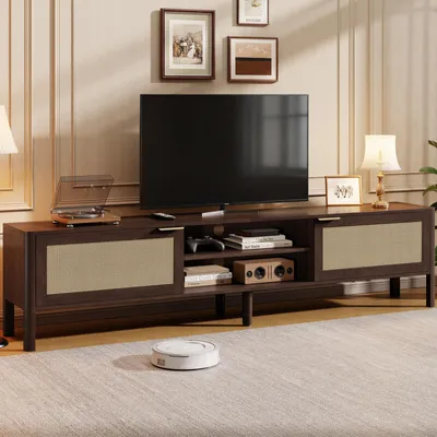 TV-Lowboard 180 cm, Holz, braun, mit Stauraum und Türen