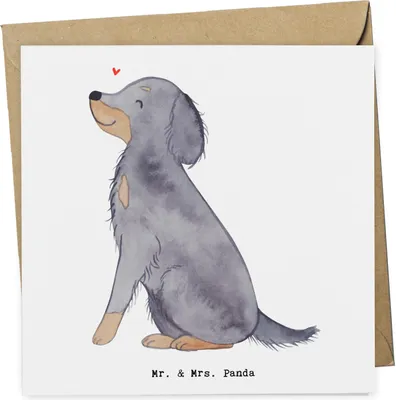 Produktbild von Mr. & Mrs. Panda Grußkarte Gordon Setter Moment - Weiß - Geschenk, Shetter, anlasskarte, Klappkarte, Glückwunschkarte, faltkarte, Jagdhund, doppelkarte