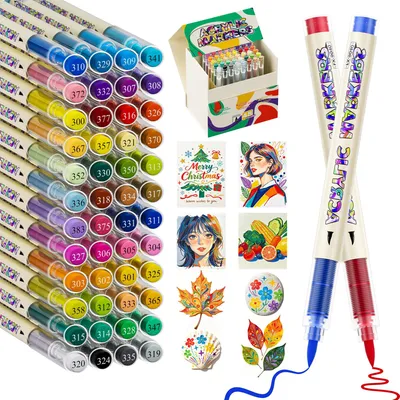 Acrylstifte 48er Set, wasserfest, schnell trocknend, Pinselspitze