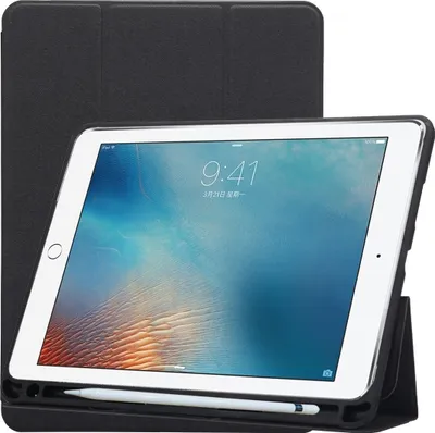 Produktbild von Mobigear Tri-Fold Gel iPad Pro 10.5 Zoll (2017) Hülle TPU,Kunstleder Klapphülle + Stifthalter - Schwarz